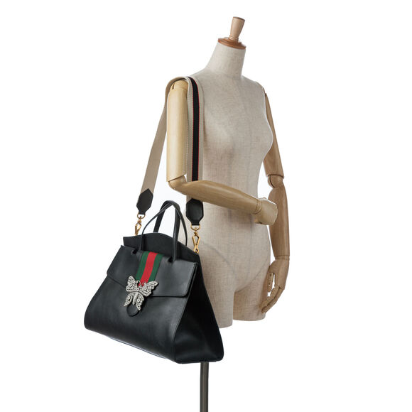 Auth Gucci Large Linea Totem Black Calf #146704G18B - Picture 9 of 11